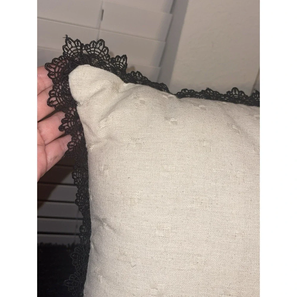Halloween Throw Pillow 18 X 18 Pumpkins Lace Trim